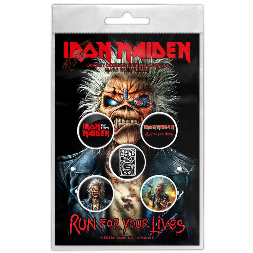 Iron Maiden Button · Run For Your Lives