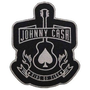 Johnny Cash Patch Aufnäher · Guitar Ring Of Fire · Offizieller Rock Band Merch