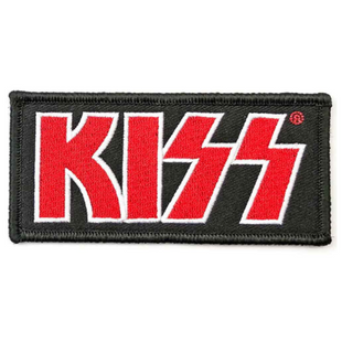 Kiss Patch Aufnäher · Red Logo Stripe · Offizieller Metal Band Merch