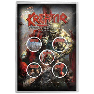 Kreator Button Anstecker (25mm) 5er Set · Hate Uber Alles · Offizieller Metal Band Merch