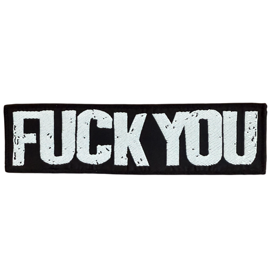 Biker Rocker Langer Stripe Patch · Fuck You (20cm x 5cm)