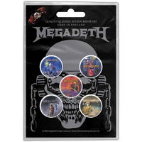 Megadeth Button Anstecker (25mm) 5er Set · Vic Rattlehead · Offizieller Metal Band Merch