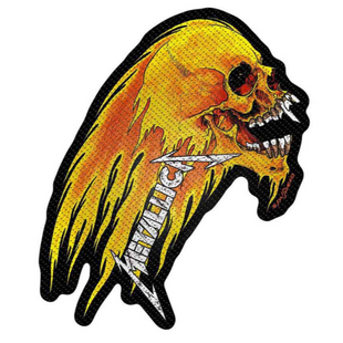 Metallica Patch Aufnäher · Flaming Skull Cut Out · Offizieller Metal Band Merch