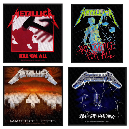 Metallica Merch Patches 4er Bundle Set (Kill, Justice, Puppets, Lightning)