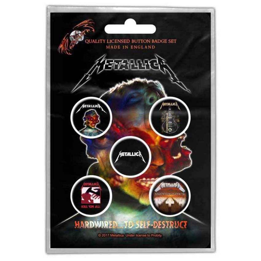 Metallica Button Anstecker (25mm) 5er Set · Hardwired To Self-Destruct · Offizieller Metal Band Merch