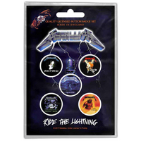 Metallica Button Anstecker (25mm) 5er Set · Ride The Lightning · Offizieller Metal Band Merch