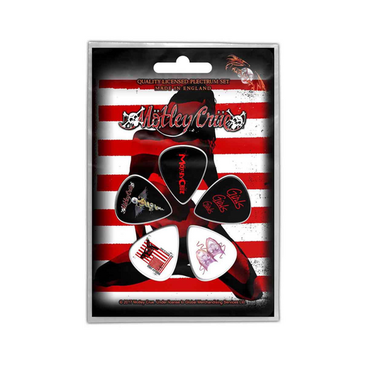 Motley Crue Gitarren Plektrum Picks (5er Plek Set) - Motiv: Red,White and Crue