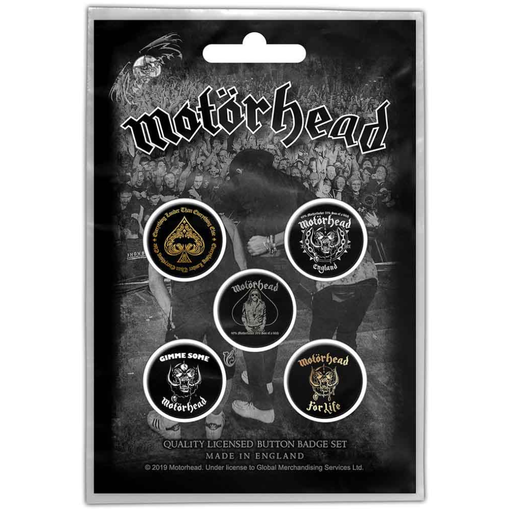 Motörhead Button Anstecker (25mm) 5er Set · Clean Your Clock · Offizieller Metal Band Merch