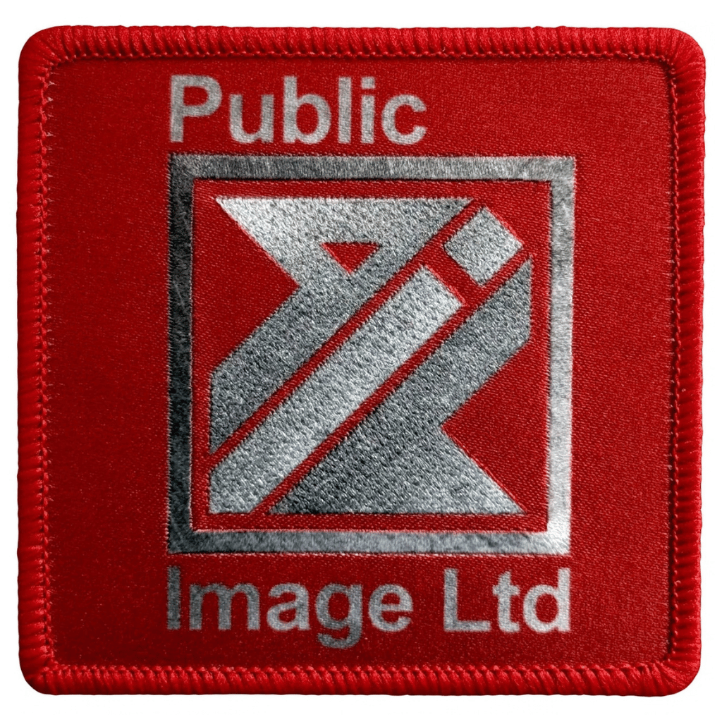 PIL (Public Image Ltd) Patch · Brushed Steel Logo & Text (8cm x 8cm)