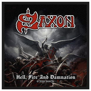 Saxon Patch Aufnäher · Hell, Fire And Damnation · Offizieller Metal Band Merch