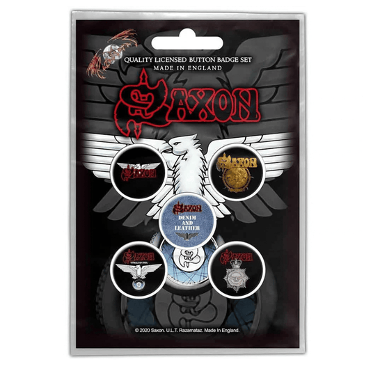 Saxon Anstecker Button · Wheels Of Steel (5 Stück - Ø 15mm)