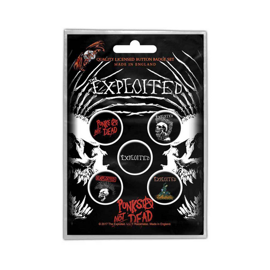 The Expolited Anstecker Button (5er Set) - Motiv: Punks Not Dead