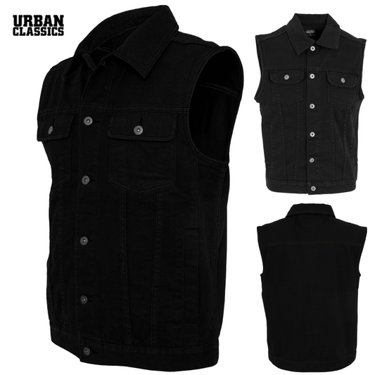 Jeans-Kutte / Metal-Weste Urban Classics Schwarz / Black (bis 4XL)