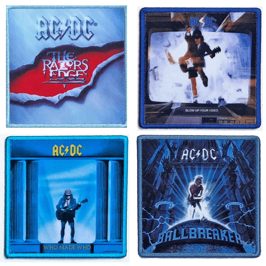AC/DC Merch Patches 4er Bundle Set (Blow, Who, Razor, Ballbreaker)