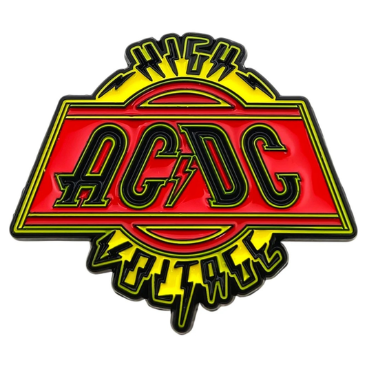 AC/DC Anstecker Pin · High Voltage (4cm x 3cm)