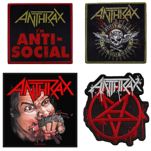 Anthrax Merch Patches 4er Bundle Set (Fight, Pentagram,Fist, Anti-Social)
