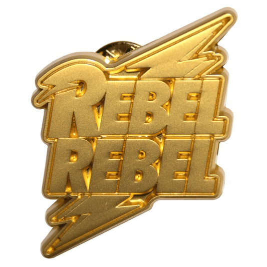 David Bowie Anstecker Pin · Rebel Rebel Gold (3cm x 3cm)