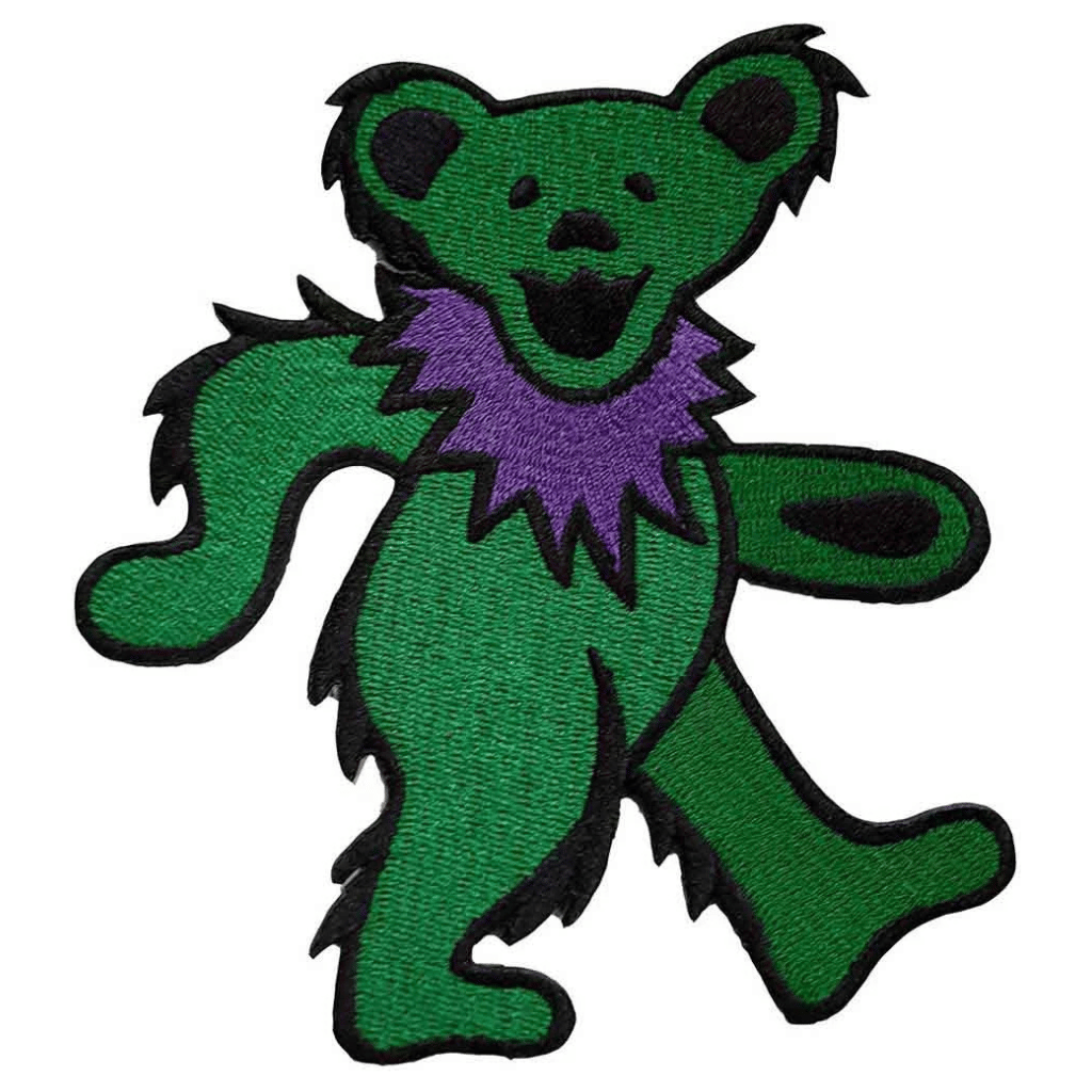 Grateful Dead Patch · Dancing Bear Green (10cm x 12cm)