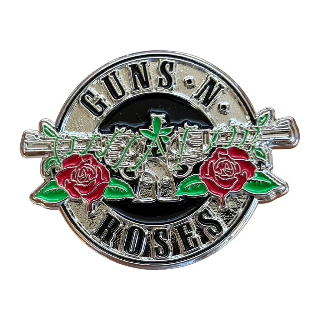Guns N' Roses Anstecker Pin Rund · Silver Circle Logo (Ø 3cm) - Totenkopf.com