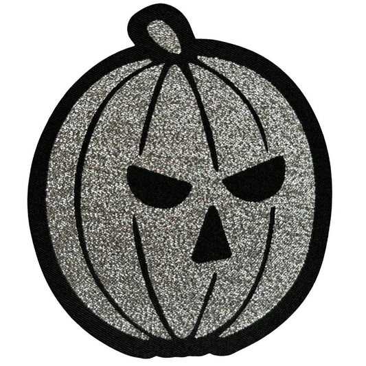 Helloween Patch Rund · Silver Pumpkin (Ø 9cm) - Totenkopf.com