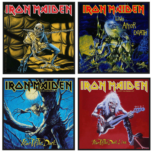 Iron Maiden Merch Patches 4er Bundle Set (Fear, Live, Piece, Death)