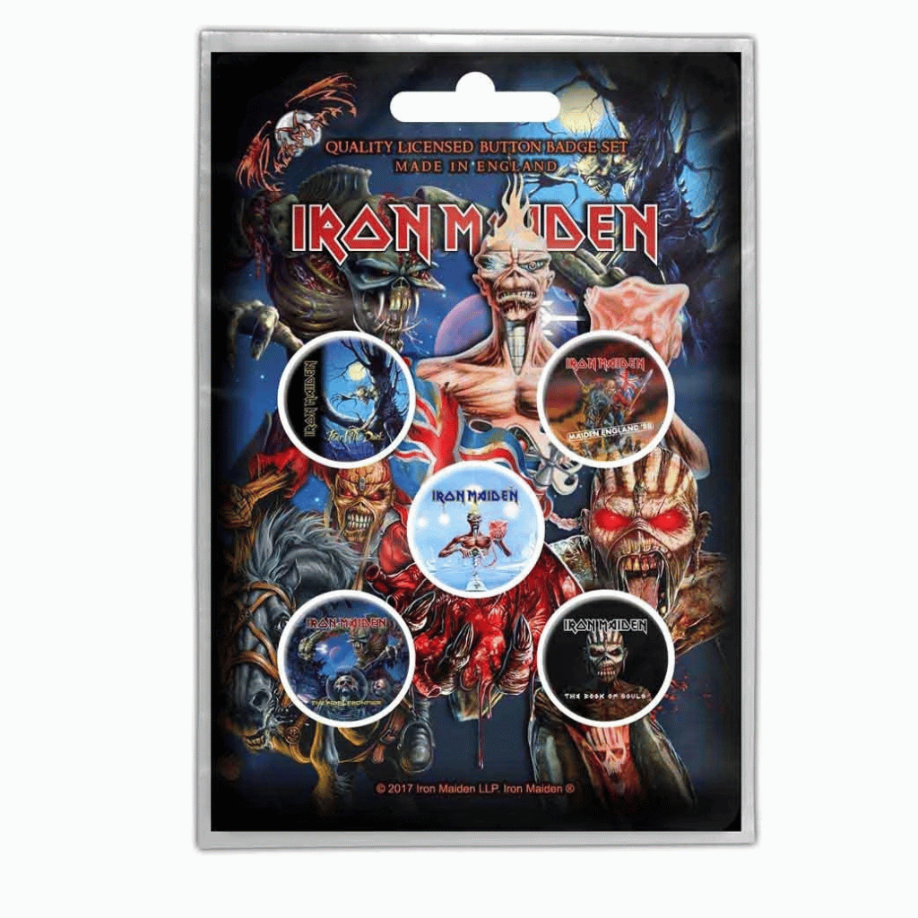 Iron Maiden Anstecker Button · Later Albums (5 Stück - Ø 15mm)