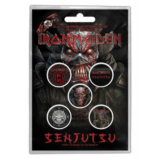 Iron Maiden Anstecker Button · Senjutsu (5 Stück - Ø 15mm)