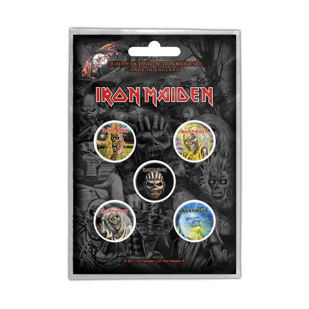 Iron Maiden Anstecker Button Pin Badge (5er Set) Faces of Eddie