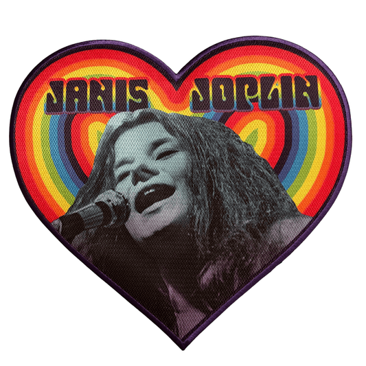 Janis Joplin Backpatch Rückenaufnäher · Heart with Photo (23cm x 23cm)