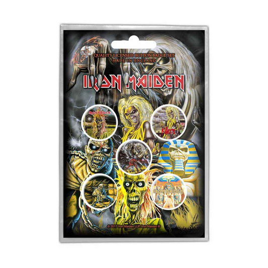 Iron Maiden Anstecker Button Pin Badge (5er Set) Early Albums