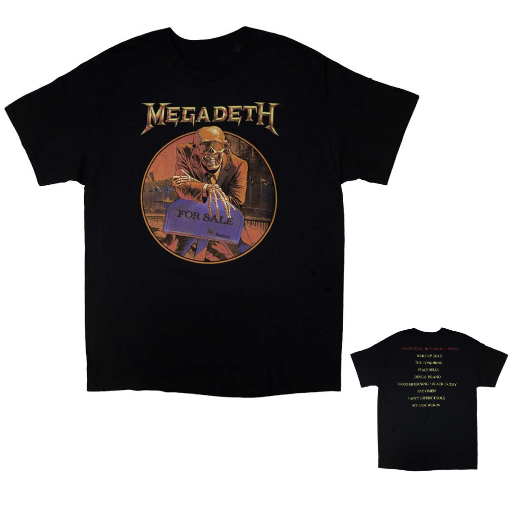 Megadeth Unisex T-Shirt Peace Sells Track List (Back Print)