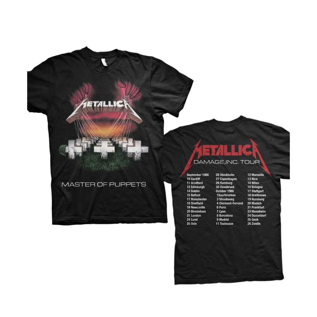 Metallica Unisex T-Shirt Master Of Puppets European Tour 1986 (Back Print)