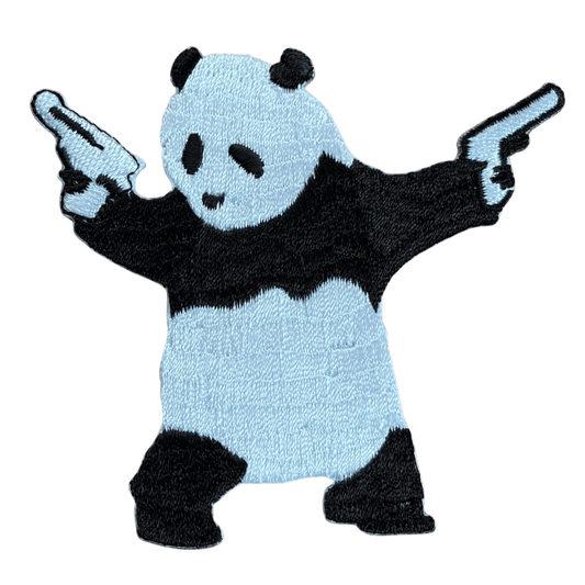 Biker Motiv Patch · Panda Bär mit Pistolen (8cm x 8cm)