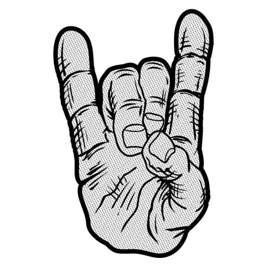 Metalzeichen Pommesgabel Patch · Teufelshörner Aufnäher (10cm x 10cm) - Totenkopf.com