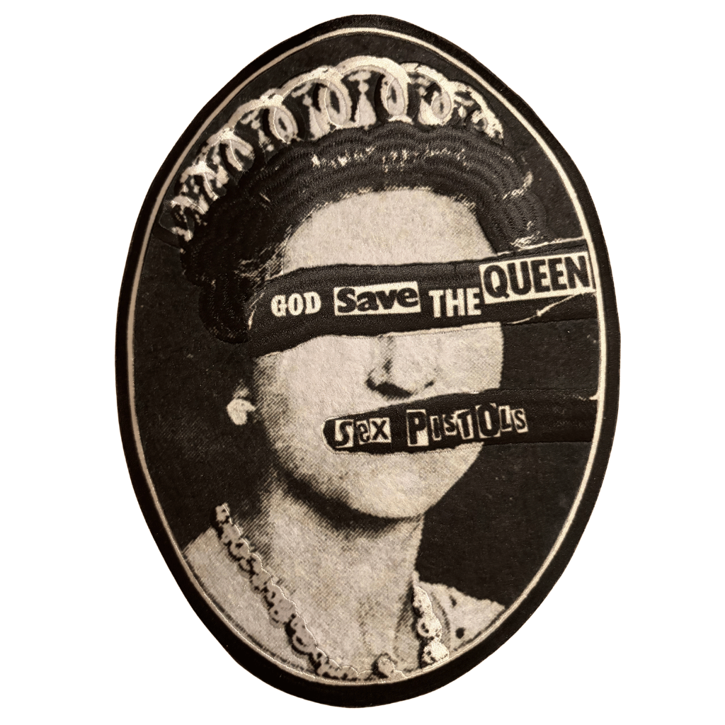 Sex Pistols Backpatch Rückenaufnäher Oval ·  God Save The Queen (17cm x 22cm)