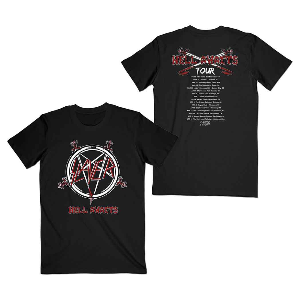 Slayer Unisex T-Shirt Hell Awaits Tour (Back Print)