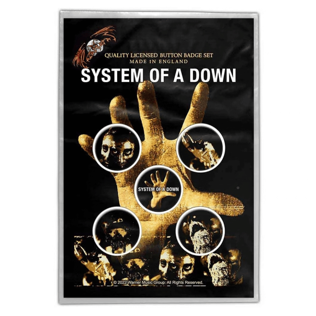 System Of A Down Anstecker Button · Hand (5 Stück - Ø 15mm)